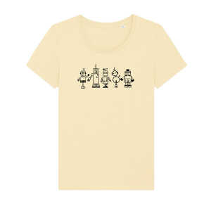 Spangeltangel T-Shirt “Roboter”, Damenshirt, bedruckt, Handsiebdruck
