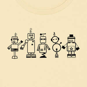 Spangeltangel T-Shirt “Roboter”, Damenshirt, bedruckt, Handsiebdruck