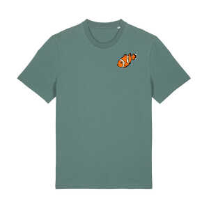 Spangeltangel T-Shirt bedruckt, “Clownfisch”, nachhaltig, Biobaumwolle, Brustprint, Herren, Männer, bio, Tiere, Fische, Meer, Ozean