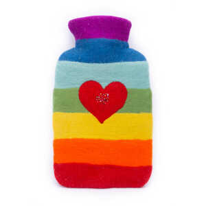 feelz Wärmflasche Regenbogen mit Herz aus Schurwolle (Merino) – Handarbeit