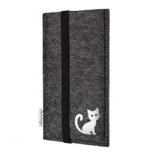flat.design Handyhülle COIMBRA mit Katze für Samsung Galaxy Note-Serie – VEGAN – Filz Tasche