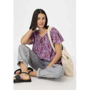 hessnatur Damen Bluse Relaxed aus LENZING™ ECOVERO™ Viskose – lila – Größe L