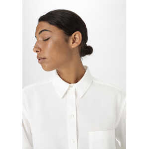 hessnatur Damen Bluse Relaxed aus TENCEL™ Lyocell mit Leinen – weiß – Größe 34