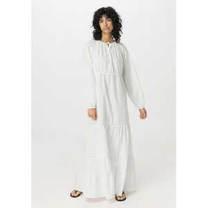 hessnatur Damen Brushed Popeline Kleid Maxi Relaxed aus Bio-Baumwolle – weiß – Größe 46