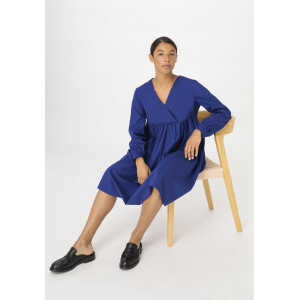 hessnatur Damen Brushed Popeline Kleid Mini Relaxed aus Bio-Baumwolle – blau – Größe 34