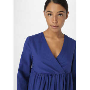 hessnatur Damen Brushed Popeline Kleid Mini Relaxed aus Bio-Baumwolle – blau – Größe 34