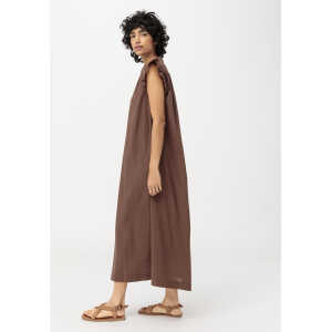 hessnatur Damen Crêpe-Kleid aus Bio-Baumwolle – braun – Größe M