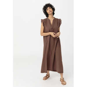 hessnatur Damen Crêpe-Kleid aus Bio-Baumwolle – braun – Größe M