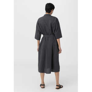 hessnatur Damen Hemdblusen-Kleid aus Bio-Baumwolle mit Leinen – grau – Größe L