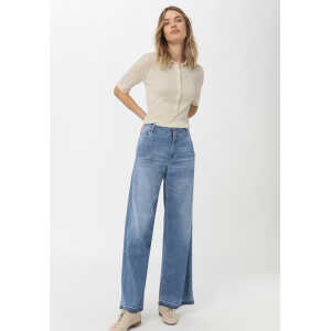 hessnatur Damen Jeans Wide Leg aus Bio-Denim mit Hanf – blau – Größe 32/32
