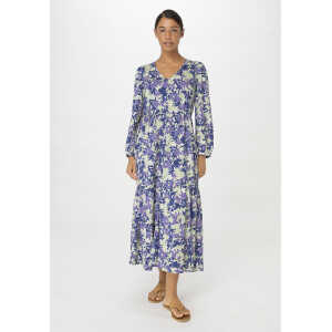 hessnatur Damen Jersey-Kleid Midi Relaxed aus Bio-Baumwolle – blau – Größe 42