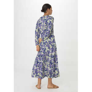 hessnatur Damen Jersey-Kleid Midi Relaxed aus Bio-Baumwolle – blau – Größe 42