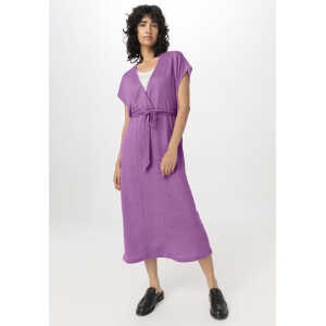 hessnatur Damen Jersey Kleid Midi Relaxed aus Leinen – lila – Größe L
