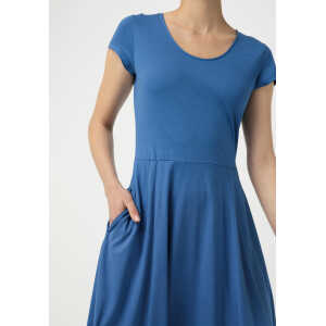 hessnatur Damen Jersey-Kleid aus Bio-Baumwolle – blau – Größe 34