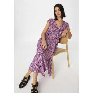 hessnatur Damen Kleid Midi Regular aus LENZING™ ECOVERO™ Viskose – lila – Größe 34