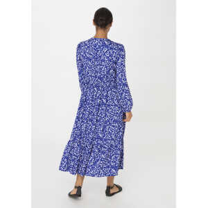 hessnatur Damen Kleid Midi Relaxed aus LENZING™ ECOVERO™ Viskose – blau – Größe 34