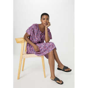 hessnatur Damen Kleid Mini Relaxed aus LENZING™ ECOVERO™ Viskose – lila – Größe L