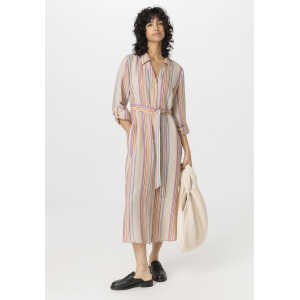 hessnatur Damen Kleid Streifen Midi Relaxed aus Leinen – beige – Größe 38