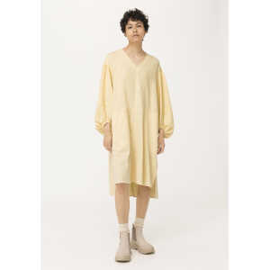 hessnatur Damen Kleid aus Bio-Baumwolle mit Leinen – gelb – Größe L