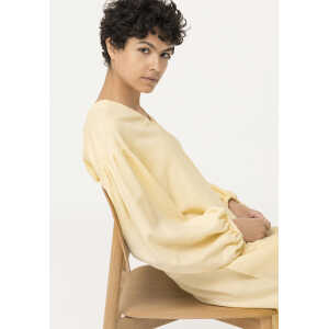 hessnatur Damen Kleid aus Bio-Baumwolle mit Leinen – gelb – Größe L