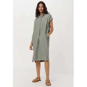 hessnatur Damen Kleid aus Bio-Baumwolle mit Leinen – grün – Größe 34