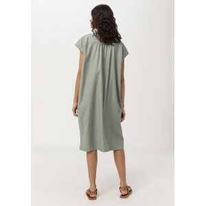 hessnatur Damen Kleid aus Bio-Baumwolle mit Leinen – grün – Größe 34