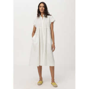 hessnatur Damen Kleid mit Rüschen aus Bio-Baumwolle und Leinen – weiß – Größe 38