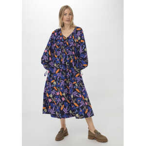 hessnatur Damen Popeline Kleid Midi Oversize aus Bio-Baumwolle – blau – Größe L