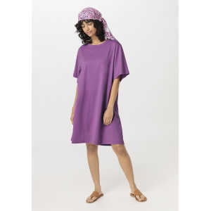 hessnatur Damen Shirt-Kleid Mini Relaxed aus Bio-Baumwolle – lila – Größe 42