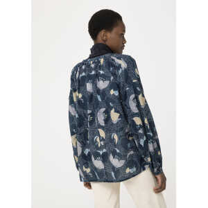 hessnatur Damen Tunika-Bluse aus Bio-Baumwolle – blau – Größe S