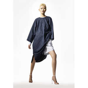 hessnatur Damen WUNDERKIND X HESSNATUR Oversize Denim-Kleid mit Kapok – blau – Größe M