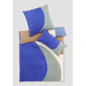 hessnatur Renforcé Bettwäsche-Set ONDA aus Bio-Baumwolle – blau – Größe 135×200 / 40×80 cm