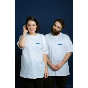kreuzueber DINO HAUBY Unisex Oversize T-Shirt Weiss (Künstler-Le)