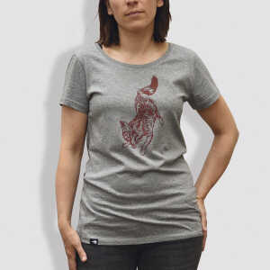 little kiwi Damen T-Shirt, “Fuchs”, Grau – Mid Heather Grey