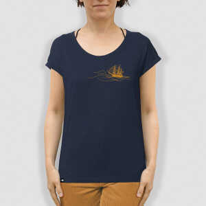 little kiwi Damen T-Shirt, “Rückenwind”, Navy, locker geschnitten