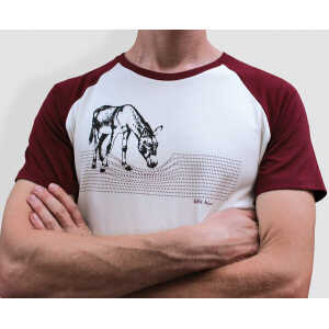 little kiwi Herren T-Shirt, “Eselchen”, Burgundy/White