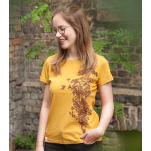 päfjes Pflanzen&Kolibri – fair gehandeltes Damen T-Shirt – Baumwolle Bio Slub